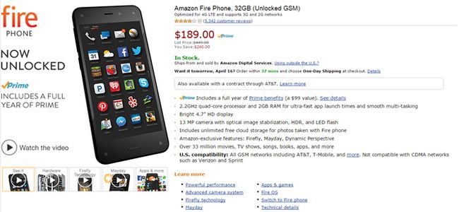 Fotografía - [Offre Alerte] Amazon Drops The Fire Down To Phone 189 $ pour le 32Go débloqué modèle, dont une année de Premier